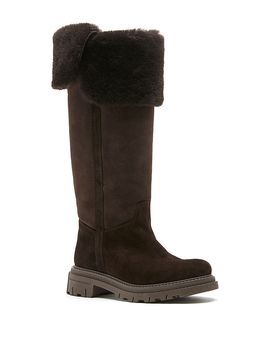 La Canadienne La Canadienne Women's Davide Suede Shearling Lined Knee High Boots