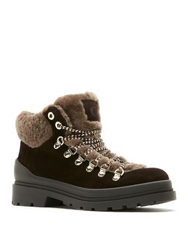 La Canadienne La Canadienne Women's Laugh Suede Shearling Lined Snow Ankle Boots