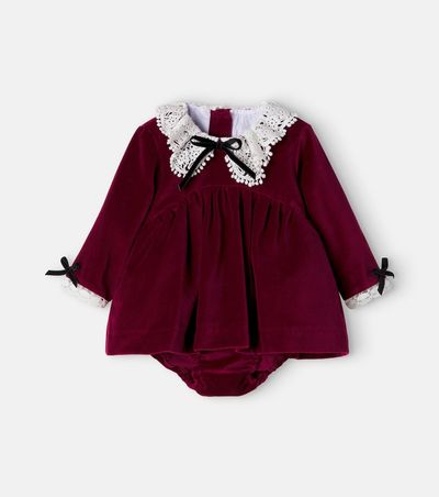 La Coqueta La Coqueta Baby Antonella cotton velvet dress and bloomers set
