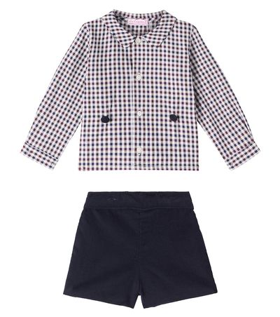 La Coqueta La Coqueta Baby Arlo checked cotton shirt and shorts set