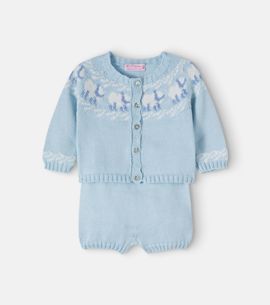 La Coqueta La Coqueta Baby Cordero cardigan and shorts set