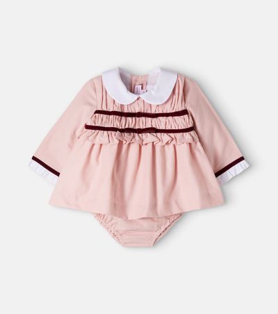 La Coqueta La Coqueta Baby Garcia bow-detail cotton top and bloomers set