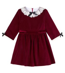 La Coqueta La Coqueta Eva lace-trimmed cotton velvet dress