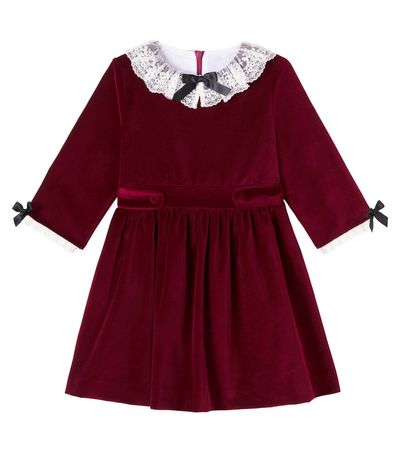 La Coqueta La Coqueta Eva lace-trimmed cotton velvet dress