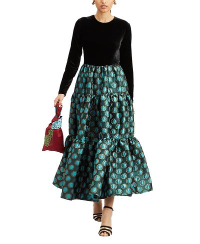 La Doublej La DoubleJ Big Dress in Jacquard Winter Sun Emerald