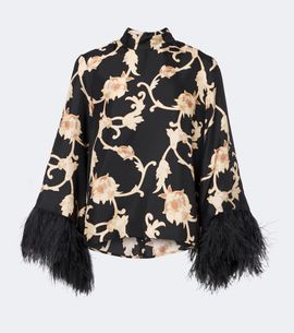 La DoubleJ La DoubleJ Buttercup feather-trimmed silk blouse