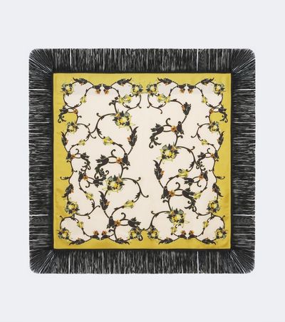 La DoubleJ La DoubleJ Buttercup reversible fringed silk scarf