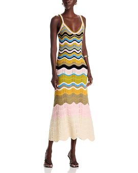 La Doublej La DoubleJ Chevron Cotton Crochet Midi Dress