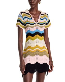 La Doublej La DoubleJ Chevron Cotton Crochet Mini Dress