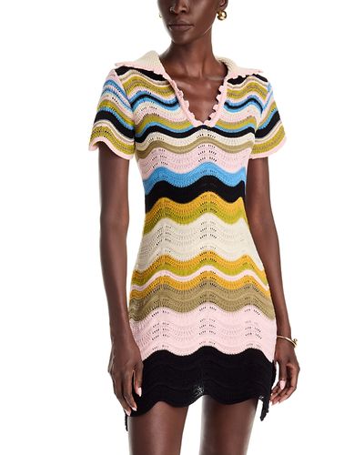 La Doublej La DoubleJ Chevron Cotton Crochet Mini Dress