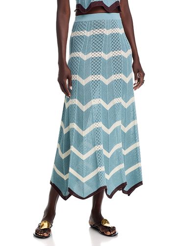 La Doublej La DoubleJ Chevron Cotton Pointelle Knit Midi Skirt