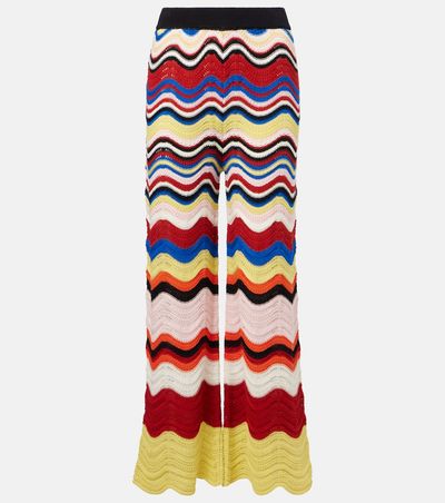 La DoubleJ La DoubleJ Chevron crochet cotton wide-leg pants