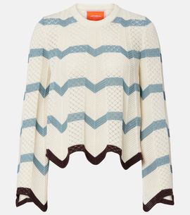 La DoubleJ La DoubleJ Chevron crochet cropped cotton sweater