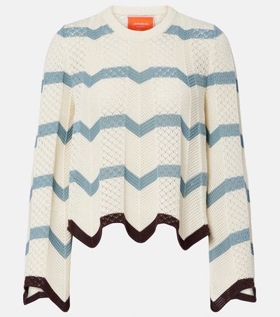 La DoubleJ La DoubleJ Chevron crochet cropped cotton sweater
