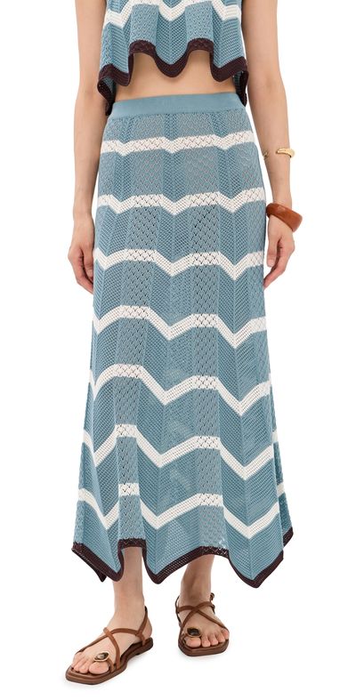 La DoubleJ La DoubleJ Chevron Skirt Multicolor Black/Blue/Ecru