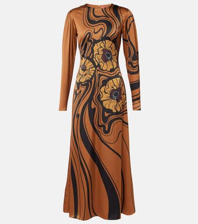 La DoubleJ La DoubleJ Clingy Swing floral satin maxi dress