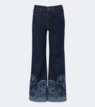 La DoubleJ La DoubleJ Cropped printed flared jeans