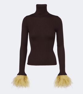 La DoubleJ La DoubleJ Feather-trimmed cashmere and silk top