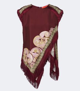 La DoubleJ La DoubleJ Fringed printed silk twill scarf top