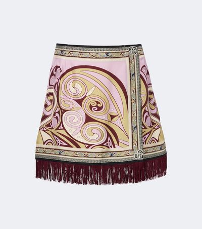 La DoubleJ La DoubleJ Kells fringed silk twill miniskirt