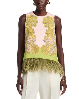 La Doublej La DoubleJ La Scala Feather Trim Top