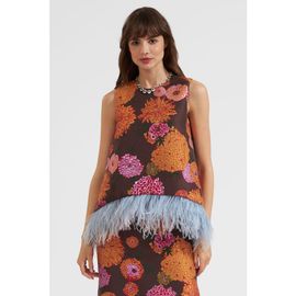 La DoubleJ La DoubleJ La Scala Top With Feathers Jacquard Gyn Chocolate 