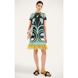 La DoubleJ La DoubleJ Mini Swing Dress With Feathers