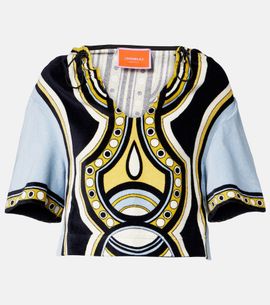La DoubleJ La DoubleJ Portal printed hooded cotton terry top