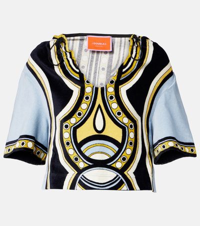 La DoubleJ La DoubleJ Portal printed hooded cotton terry top