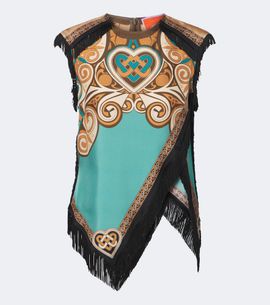 La DoubleJ La DoubleJ Scarf printed fringed silk top