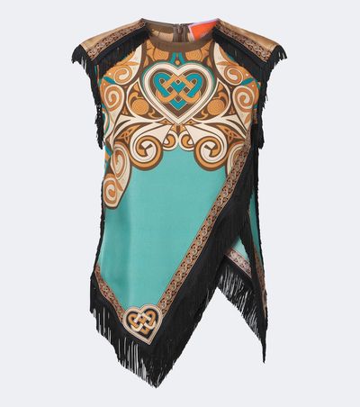 La DoubleJ La DoubleJ Scarf printed fringed silk top
