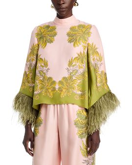 La Doublej La DoubleJ Silk Feather Trim Make an Exit Top