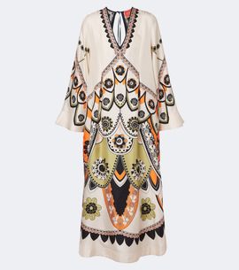 La DoubleJ La DoubleJ Twin Flame printed silk twill midi dress