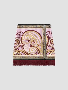 La DoubleJ Women's Mini Foulard Skirt with Fringes