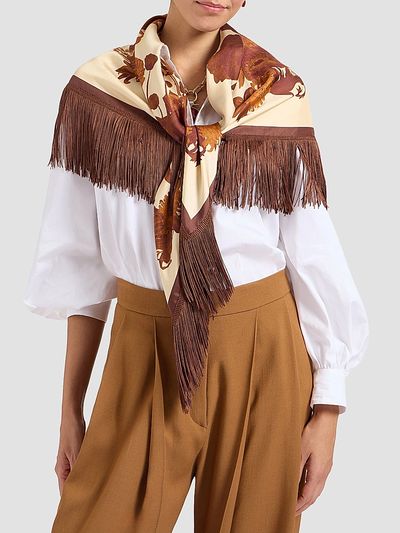 La DoubleJ Women's Reversible Fringe Foulard Scarf