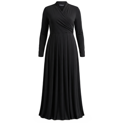 La Enceinte La Enceinte Maternity Mock Wrap Long Sleeve Pleated Maxi Dress