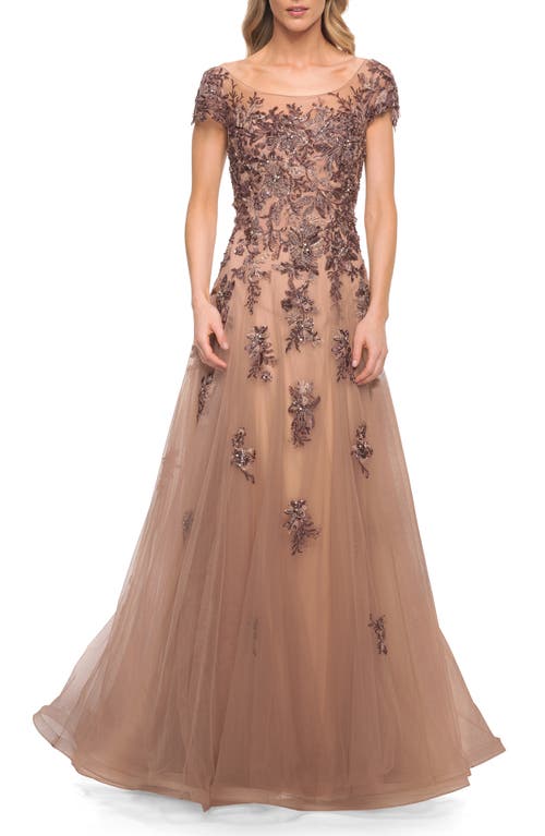 La Femme La Femme Gorgeous Beaded and Tulle A-line Gown