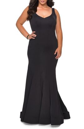 La Femme La Femme Jersey Trumpet Gown