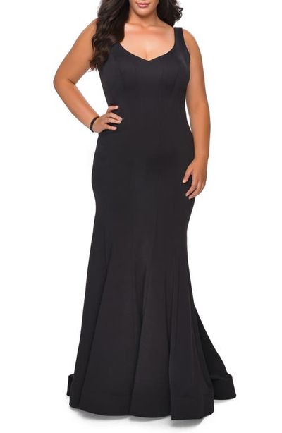 La Femme La Femme Jersey Trumpet Gown