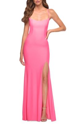 La Femme La Femme Neon Long Prom Dress