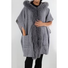 La Fiorentina La Fiorentina Wrap with Hood/Faux Fur Trim