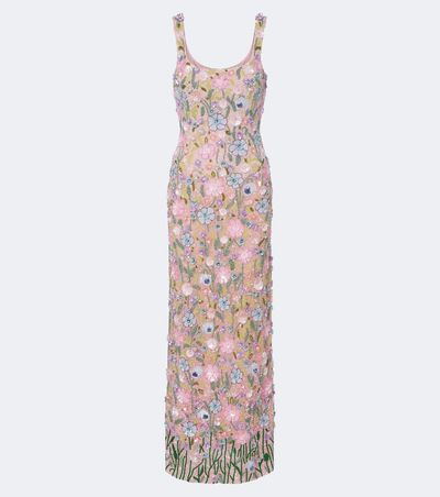 La Fuori Là Fuori Embellished floral-appliqué gown