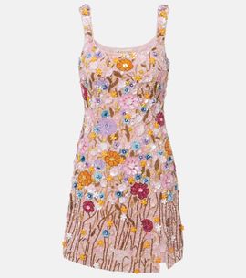 La Fuori LÃ  Fuori Embellished floral-appliquÃ© minidress