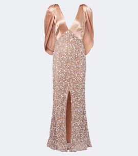 La Fuori Là Fuori Genevieve sequined draped satin gown