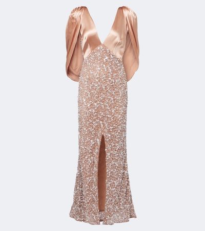 La Fuori Là Fuori Genevieve sequined draped satin gown