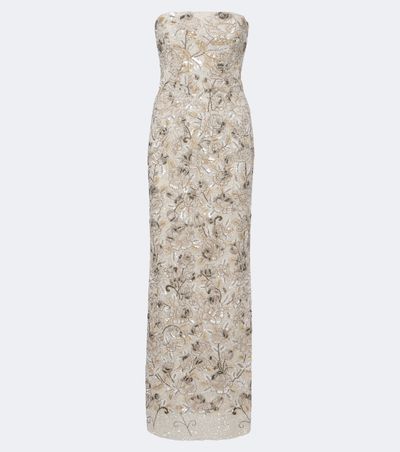 La Fuori Là Fuori Icey Rose embellished floral bustier gown