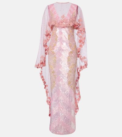 La Fuori LÃ  Fuori Panorama embellished caped gown