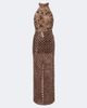 La Fuori Là Fuori Scales of Gold embellished halterneck gown - 1