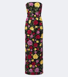 La Fuori Là Fuori Sequined floral bustier gown