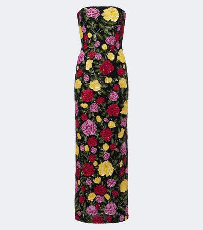 La Fuori Là Fuori Sequined floral bustier gown